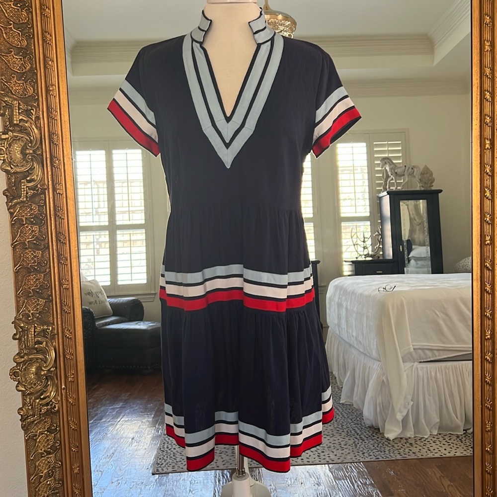 Sail to Sable Navy and Red Striped Dress